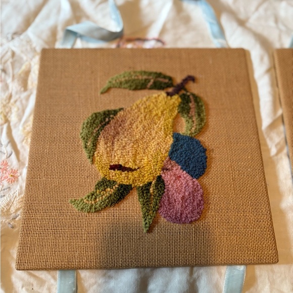 Vintage Fruit Embroidered Wall Art Set - Picture 2 of 6